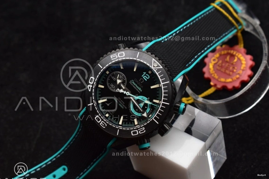 Planet Master Rubber on Black A9900 Black M+SF Ocean Deep Chrono Edition Black Dial Strap 1:1 Ceramic Best 1224